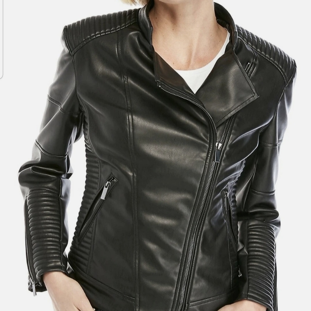 The Limited Black Moto Faux Leather Jacket XS Like New